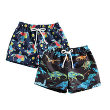 Load image into Gallery viewer, Boys and Toddlers Dinosaur and Turtle Print 2-PC Swim Trunk Set by Just Relax and Live!