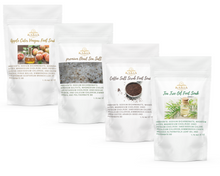 Load image into Gallery viewer, Spa Foot Soak 4pc Gift Set Relaxing Apple Cider Vinegar, Coffee Salt Scrub, Dead Sea Salt, and Tea Tree Oil by Kakia Beauty